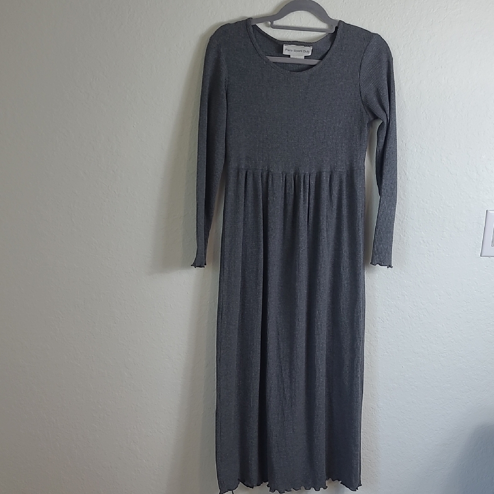 Paris Sport Club Charcoal Vintage Waffle Long Sleeve Dress Size 9/10
